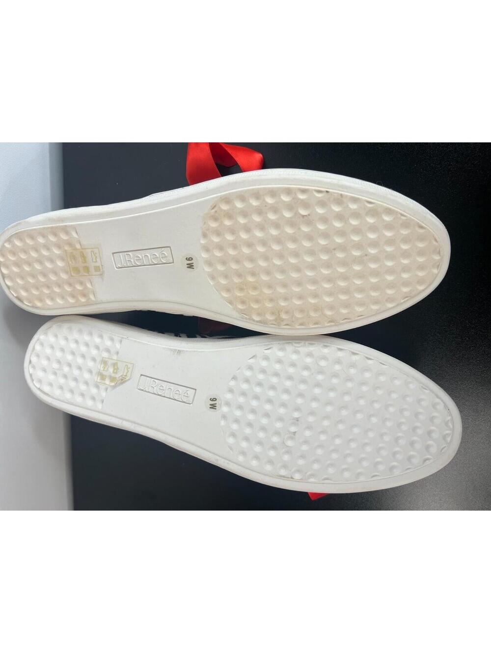 J Renee Zebra Print Sneakers 9Wide  Rhinestone Toe Red Ribbon Lace Fashion Shoes - Picture 11 of 15